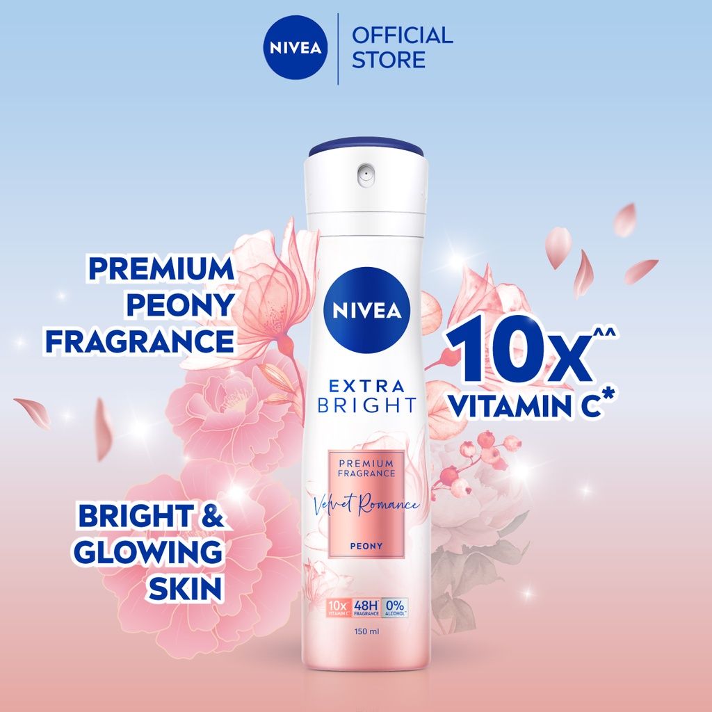 Xịt Khử Mùi Nivea Extra Bright Premium Fragrance Ngăn Mùi, Lưu Hương Thơm Lâu 150ml