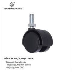 Bánh xe nhựa loại ty ren không khóa - Mã 1403.3.00540