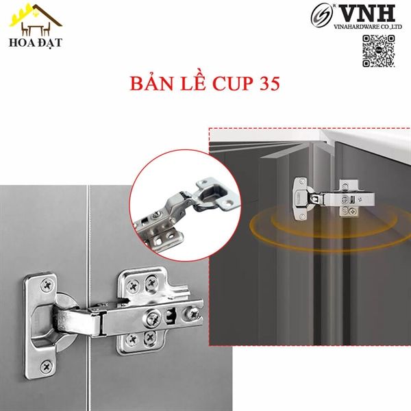 Bản lề cup 35mm giảm chấn đế cố định - Mã 1200.2.01331