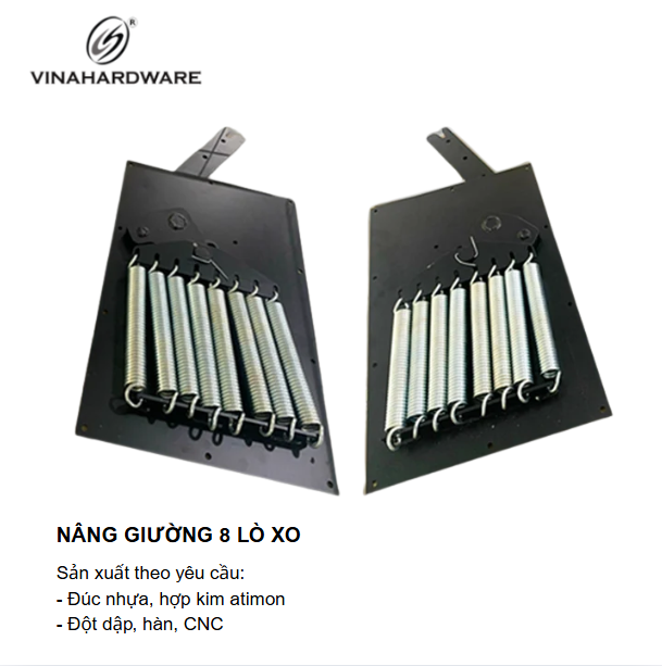 Bộ Phụ Kiện Tay Nâng Giường Âm Tủ 8 Lò Xo Vinahardware 2700.1.44291