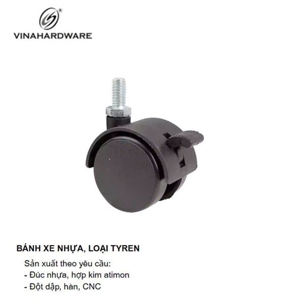 Bánh xe nhựa tyren có khóa - Mã 1402.3.16040