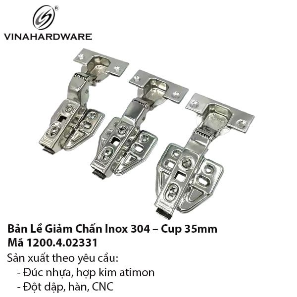 Bản Lề Tủ Inox 304 Giảm Chấn – Chống Rỉ - Mã 1200.4.02331