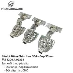 Bản Lề Tủ Inox 304 Giảm Chấn – Chống Rỉ - Mã 1200.4.02331