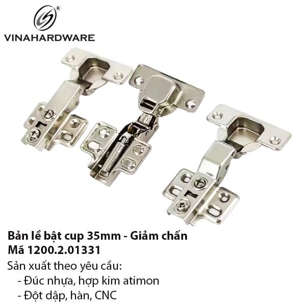 Bản lề cup 35mm giảm chấn đế cố định - Mã 1200.2.01331