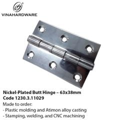 Bản Lề Lá 63x38mm – Xi Mạ Niken – Mã 1230.3.11029