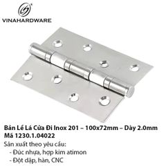 Bản Lề Lá Cửa Đi Inox 201 – Dài 100mm – Mã 1230.1.04022