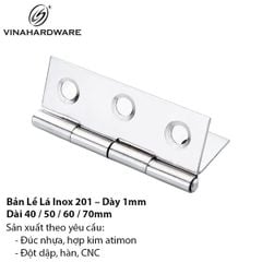 Bản Lề Lá Inox 201 – Mã 1230.4.00002 – Dày 1mm – Dài 40 đến 70mm
