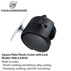 Bánh xe nhựa đế vuông có khóa - Mã 1400.4.03050