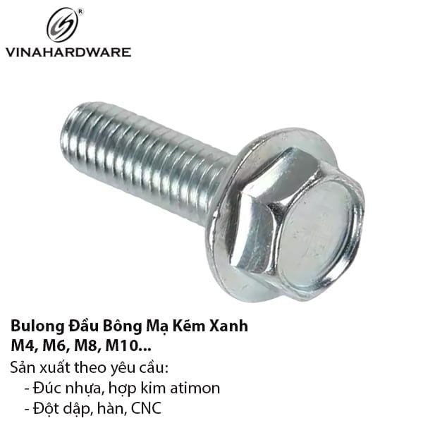 Bulong Đầu Bông Mạ Kẽm Xanh – M6 đến M12