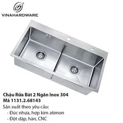Chậu Rửa Bát Inox 304 Hai Ngăn – Thiết Kế Vuông – Mã 1131.2.68143