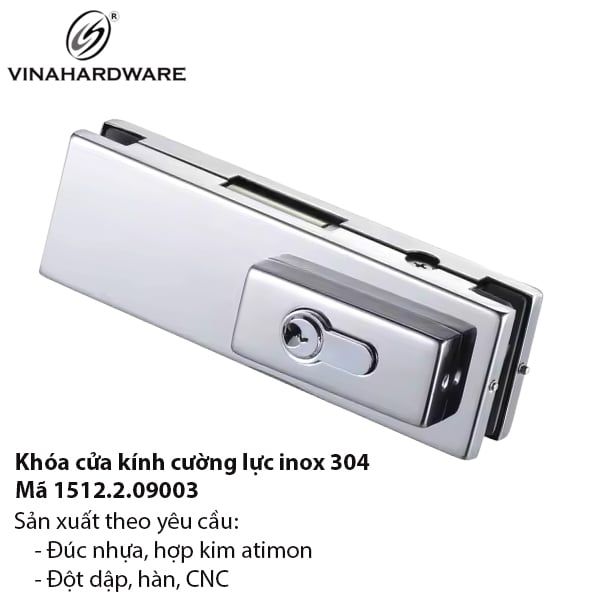 Bộ khóa cửa kính inox 304 – Mã 1512.2.09003