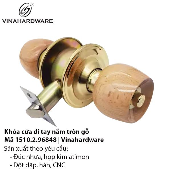 Khóa tay tròn vân gỗ inox mạ PVD – Mã 1510.2.96848 | Vinahardware