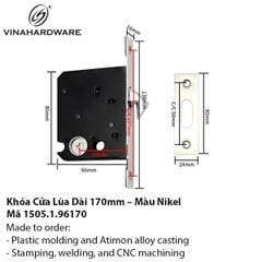 Khóa cửa lùa inox trắng mờ - Mã 1505.1.96170