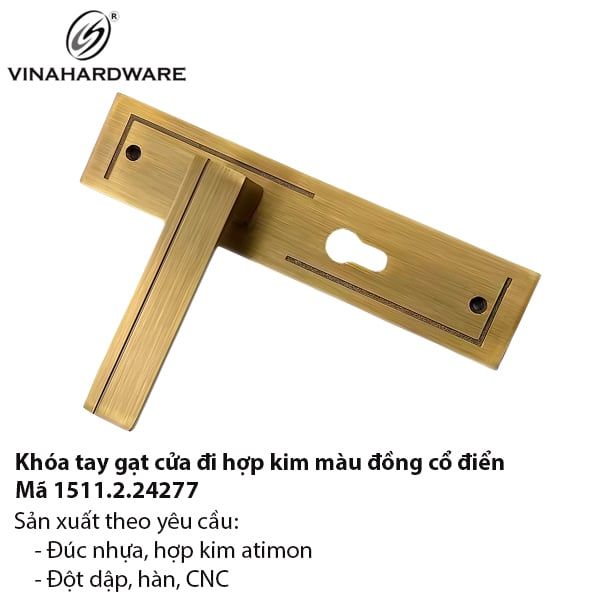 Khóa Cửa Tay Gạt Hợp Kim Màu Đồng Cổ – Mã 1511.2.24277