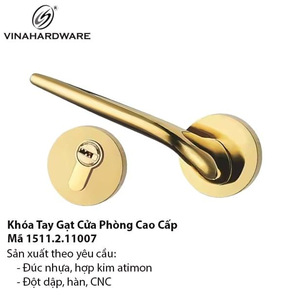 Khóa Cửa Tay Gạt – Hợp Kim Kẽm Xi Mạ Vàng 1511.2.11007
