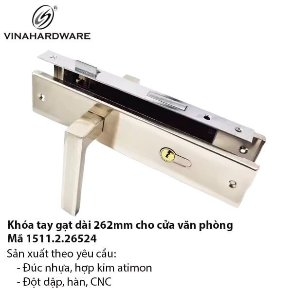 Khóa tay gạt dài 262mm cửa nhôm – Mã 1511.2.26524