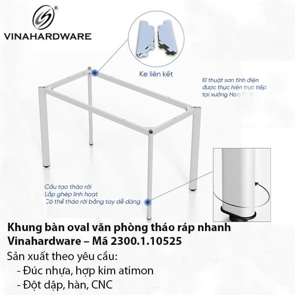 Khung bàn tháo lắp văn phòng chân oval - Mã 2300.1.10525