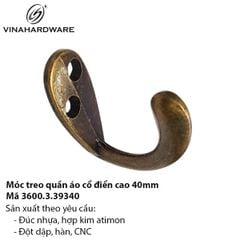 Móc áo đơn cổ điển Vinahardware 40mm – Mã 3600.3.39340