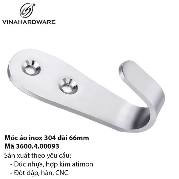 Móc áo inox 304 dài 66mm – Mã 3600.4.00093