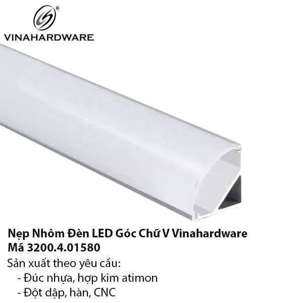 Nẹp Nhôm Góc Chữ V Cho LED Âm Tủ – Mã 3200.4.01580 Vinahardware