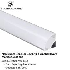 Nẹp Nhôm Góc Chữ V Cho LED Âm Tủ – Mã 3200.4.01580 Vinahardware