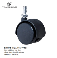 Bánh xe nhựa loại ty ren không khóa - Mã 1403.3.00540
