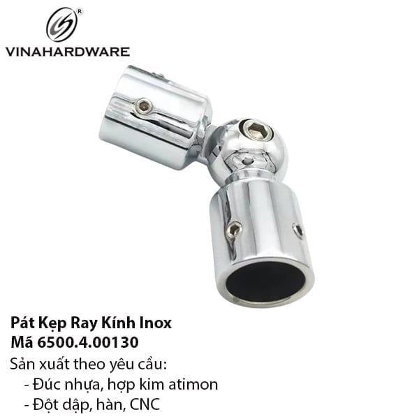 Pát Kẹp Ray Lùa Kính Khớp Cầu Inox - Mã 6500.4.00130