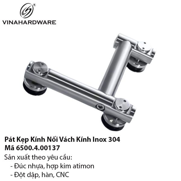 Pát Kẹp Kính Nối Góc Inox 304 – Mã 6500.4.00137