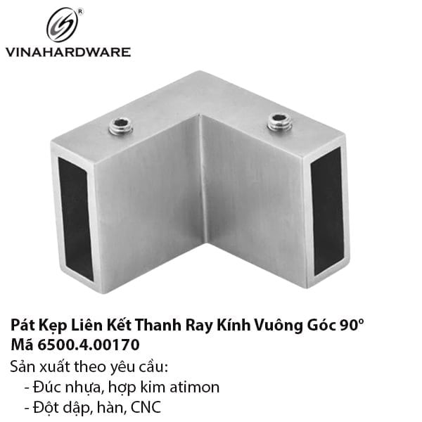 Pát Kẹp Góc Vuông Thanh Ray Kính – Mã 6500.4.00170