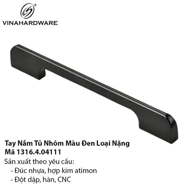 Tay Nắm Tủ Nhôm Màu Đen Loại Nặng 1316.4.04111