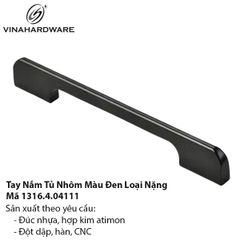 Tay Nắm Tủ Nhôm Màu Đen Loại Nặng 1316.4.04111
