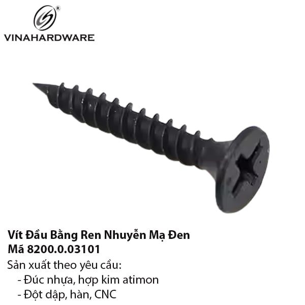 Vít Đầu Bằng Màu Đen Ren Nhuyễn - Mã 8200.0.03101