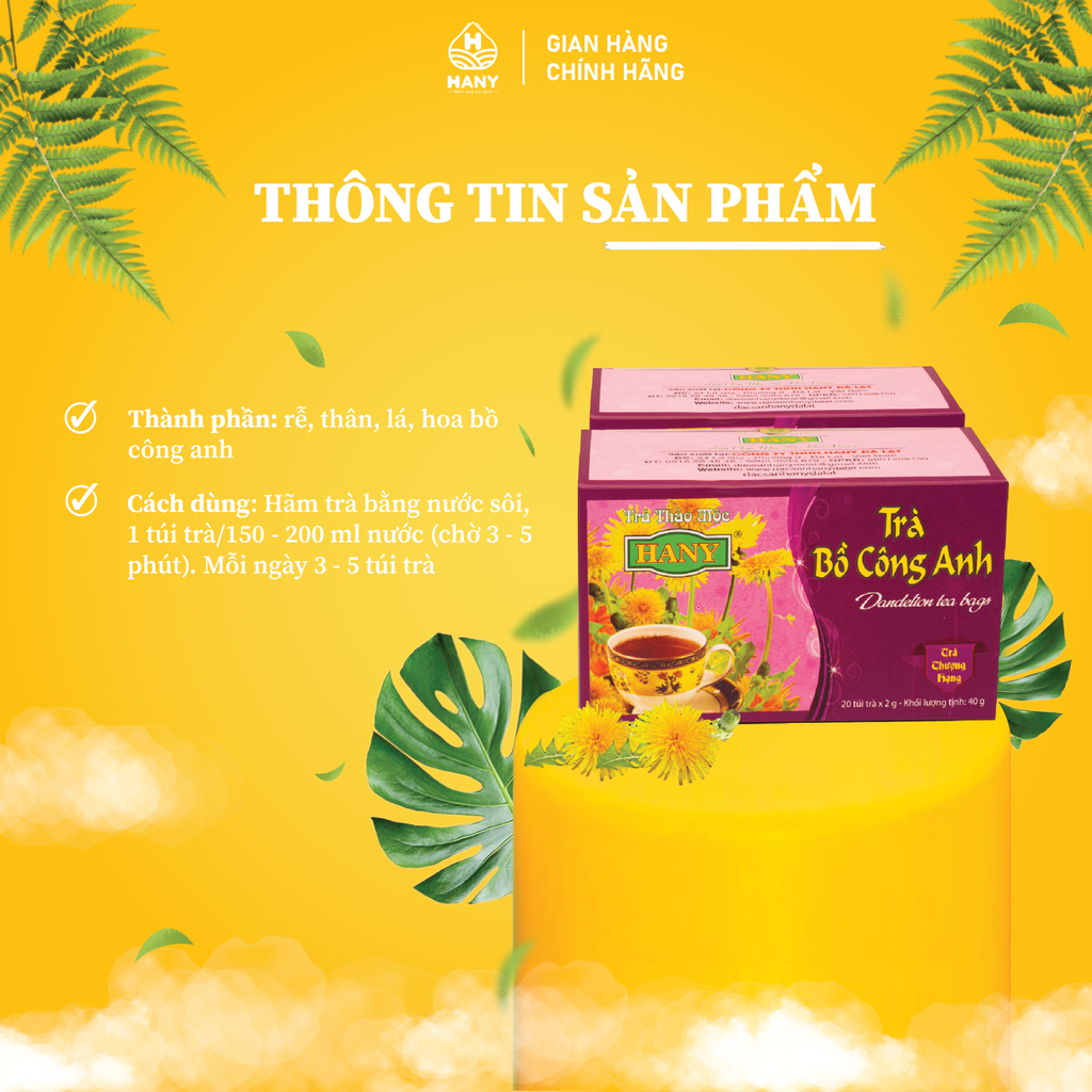 Trà Bồ Công Anh túi lọc HANY - Hộp 20 túi lọc