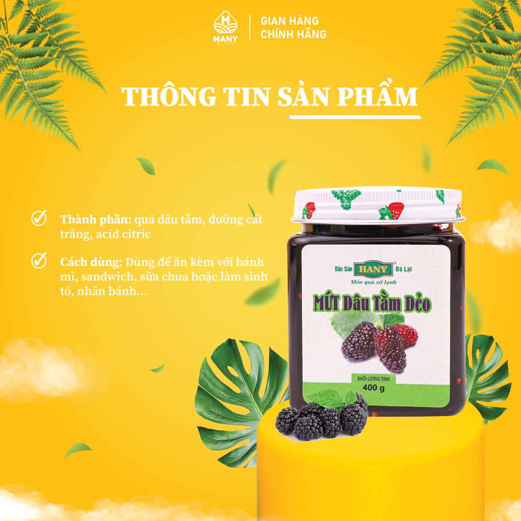 Mứt dâu tằm dẻo HANY hủ 400g