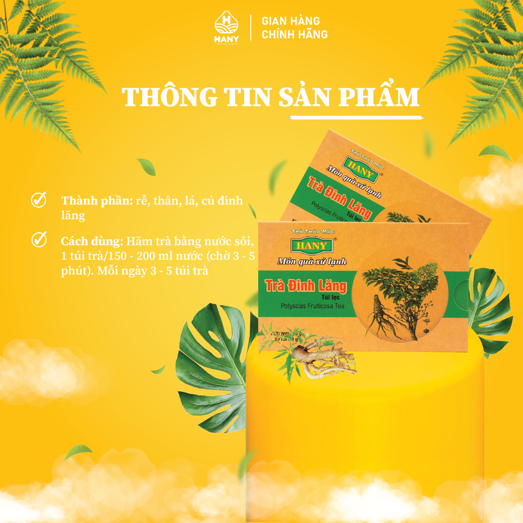 Trà Đinh Lăng 20 Túi Lọc HANY