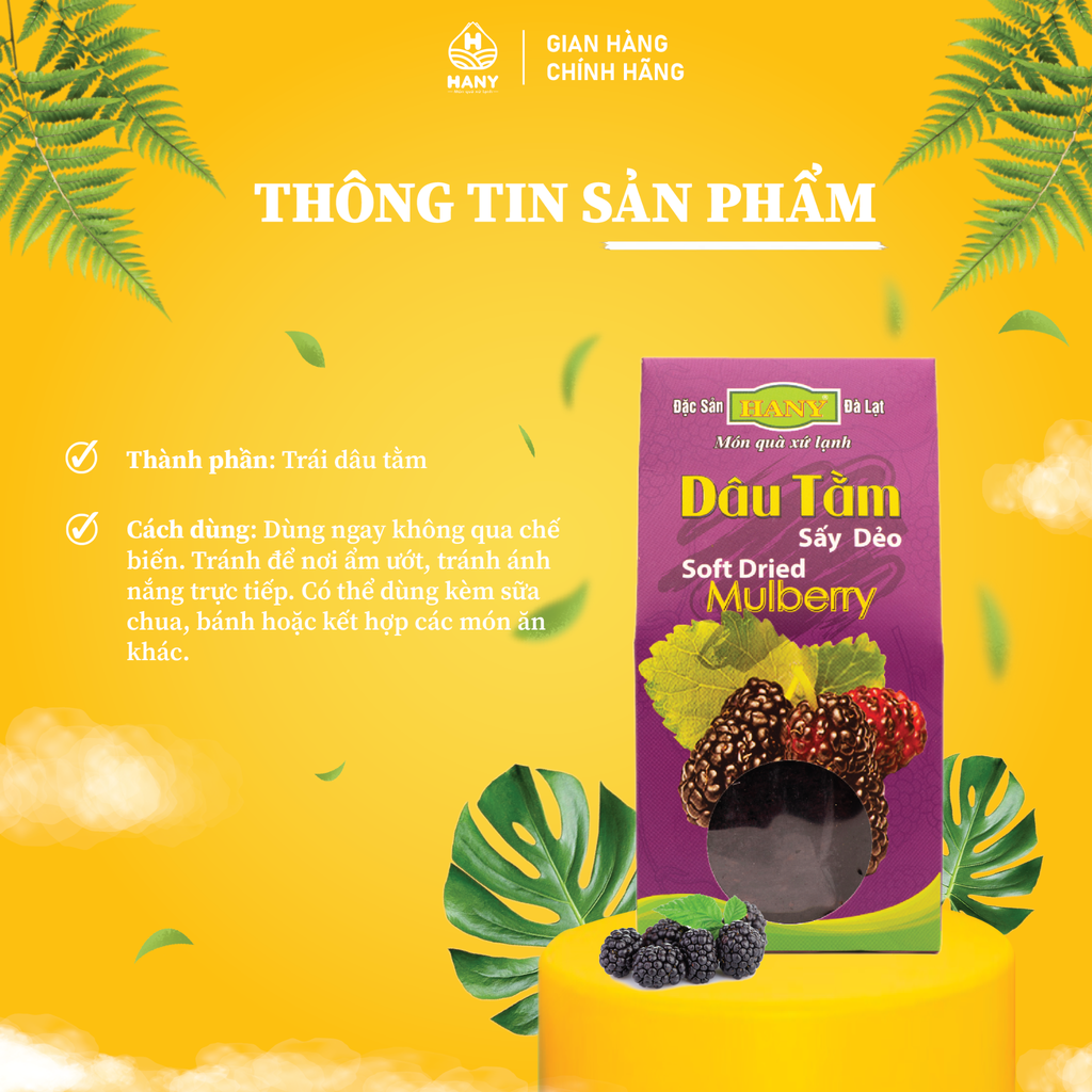 Dâu tằm sấy dẻo HANY 180g - Dâu sấy không đường