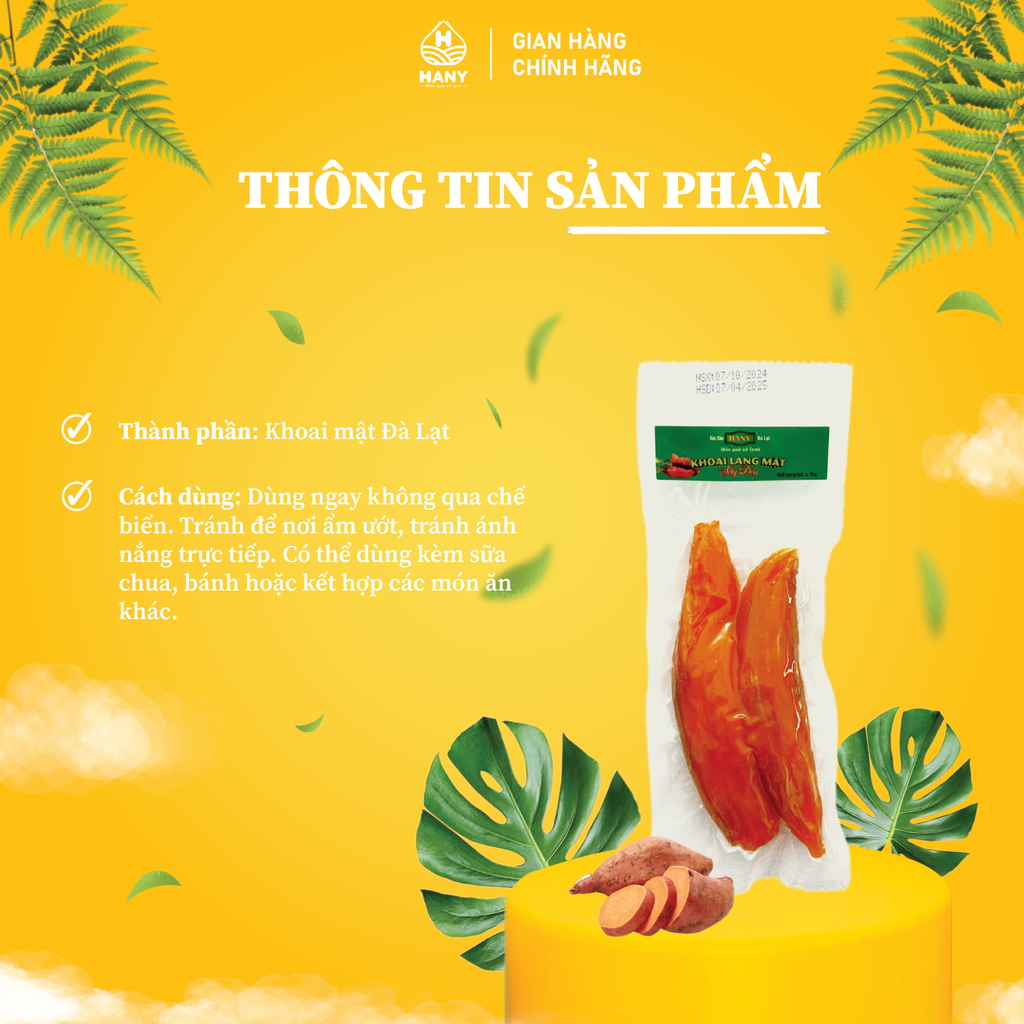 Khoai lang mật sấy dẻo nguyên củ HANY (Set 03 củ)