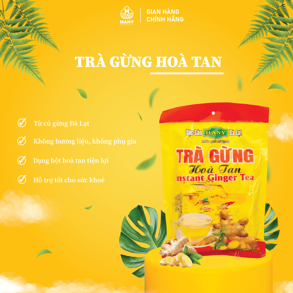 Trà Gừng Hòa Tan HANY Bịch 250g - Bột trà gừng