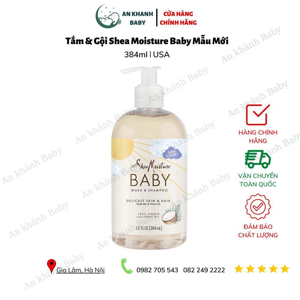 Sữa tắm gội + Lotion Shea Moisture Baby Wash & Shampoo 2-in-1 384ml (Mỹ) 