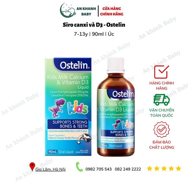  Siro Hỗ Trợ Bổ Sung Canxi &D3 Ostelin Cho Bé 7 Tháng Đến 13 Tuổi - 90ml 