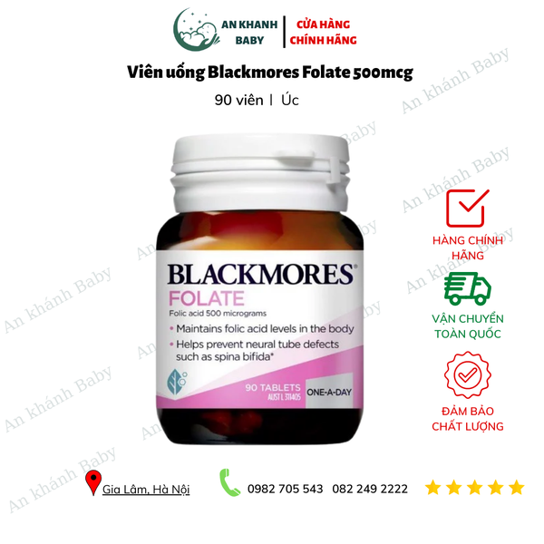  Blackmores Folate 500mcg bổ sung axit folic cho bà bầu 