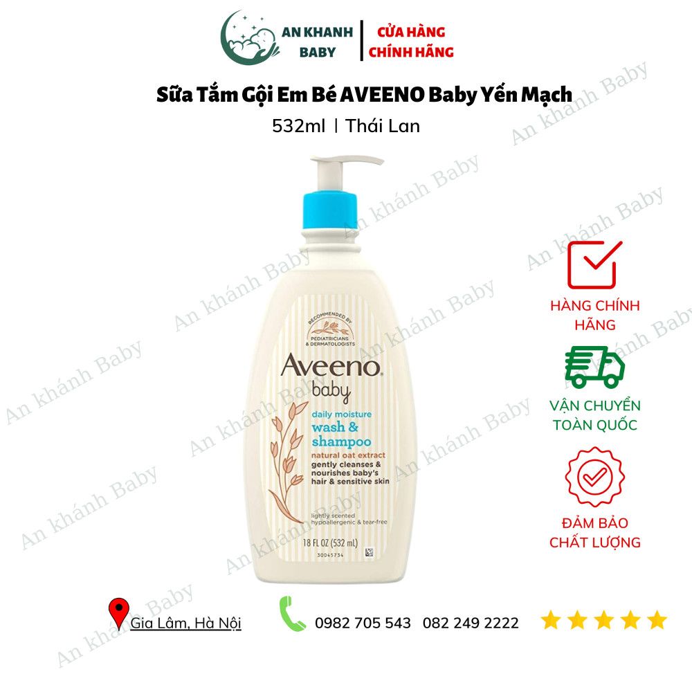  Sữa Tắm Gội Toàn Thân Aveeno Baby Daily Moisture Wash And Shampoo 532ml Mỹ 