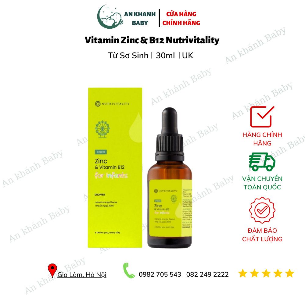Kẽm Nutrivitality Zinc Vitamin B12 Hỗ Trợ Tăng Đề Kháng Cho Bé 30ml