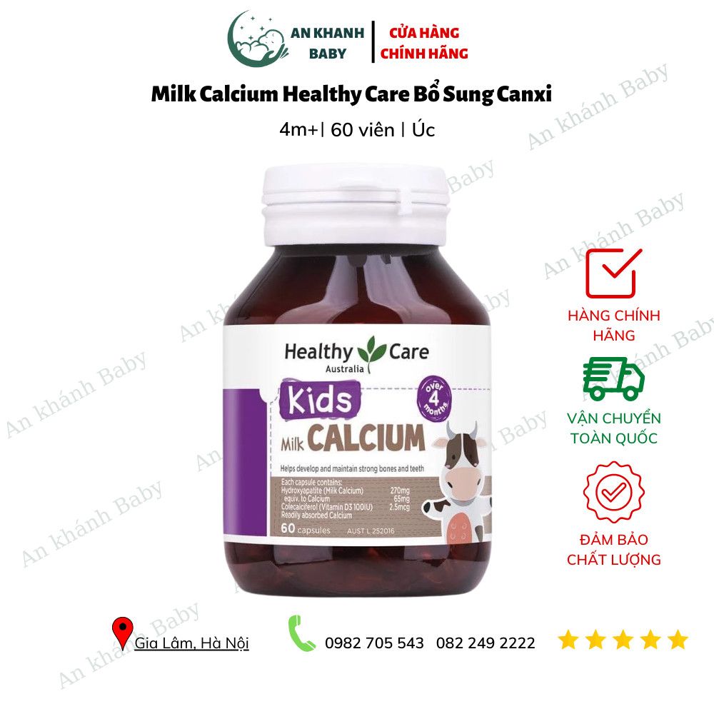  Milk Calcium Healthy Care Bổ Sung Canxi Cho Trẻ Trên 4 Tháng Tuổi - 60 viên 