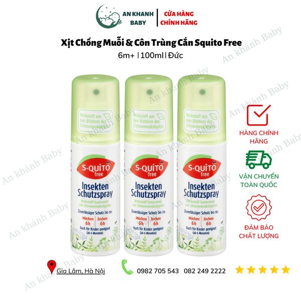 Xịt Chống Muỗi Đốt Và Côn Trùng Cắn Squito free - 100ml 