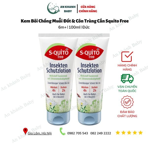  Kem Chống Muỗi Và Côn Trùng Cắn S-quito Free Cho Trẻ Sơ Sinh Và Trẻ Em - 100 ml 