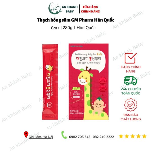  Thạch hồng sâm GM Pharm Hàn Quốc gồm kẽm, Vitamin D cho bé tăng chiều cao cho bé từ 8 tháng - 13 tuổi 
