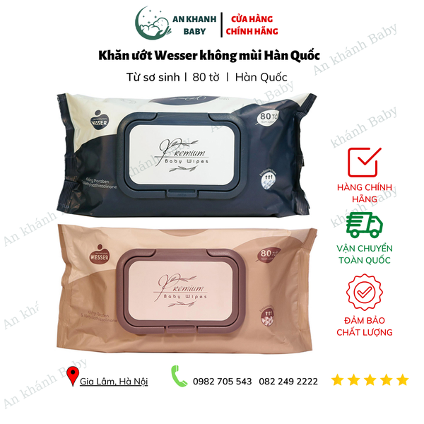  Khăn ướt không mùi WESSER Hàn Quốc 