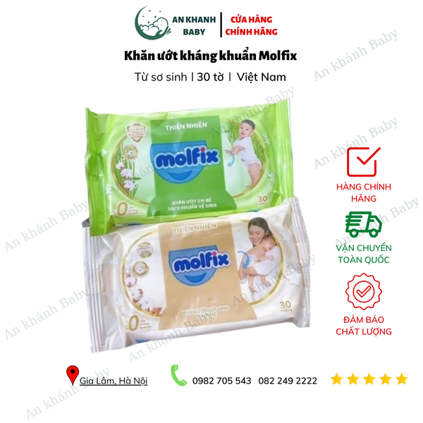  Khăn ướt em bé Molfix không mùi 30 miếng 