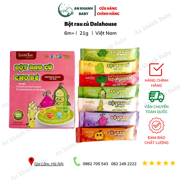 Bột Rau Củ Cho Bé Nguyên Chất Dalahouse-Hộp 21g(7 Gói x 3g) 